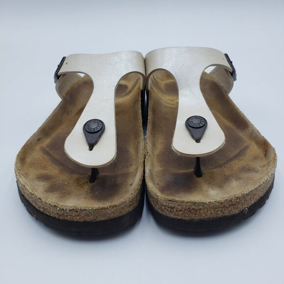 Birkenstock Gizeh Thong Sandals 39 Womens Slip On Leather Pearl White - Picture 3 of 9